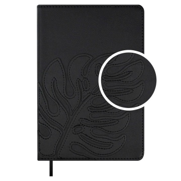 Ежедневник недат. А5 160л. кожзам, тв.пер. "Буйвол черный" аппликация, ляссе