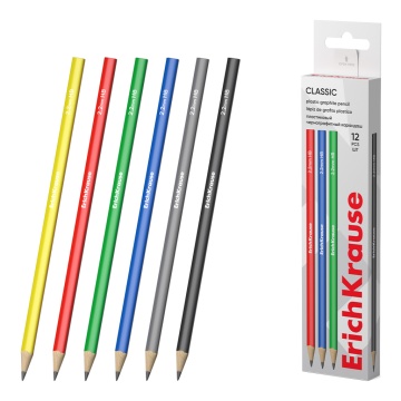 Чернографитный карандаш пластиковый ErichKrause Classic triangle, трехгранный, HB (в коробке по 12 ш