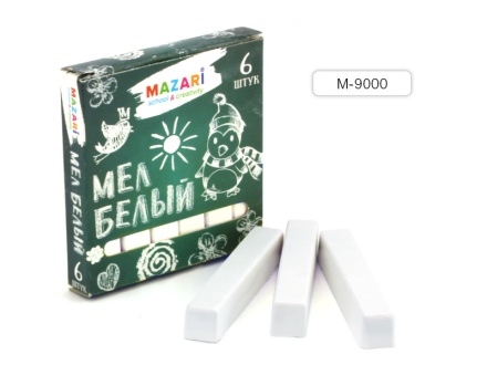 Мел белый, 6 штук, карт.коробка