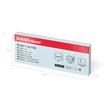 Бумага для заметок с клеевым краем ErichKrause, 50х40 мм, 300 листов, голубой