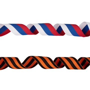 Набор лент 28мм, 30 мм, 10м, 2 шт "Триколор + Георгиевская"