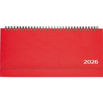 Планинг дат. 2026г, 294*142мм 64л., тв. обл. Lancaster красный, евро спираль