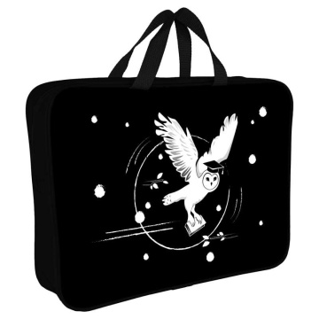 Папка А4 (360*270*80) с ручками, молния, ткань "Сова ученая "