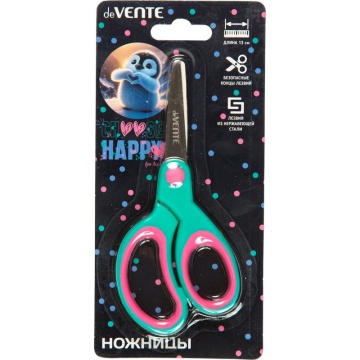 Ножницы детские "deVENTE. Happy Pinguin" 13см, прорез. ручки, блистер