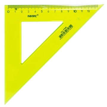 Угольник пласт. 14см 45гр. прозр. цветной