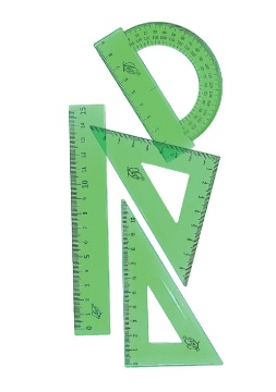 Линейки. Геометрический набор МАЛЫЙ прозрачный, зеленый, 4 предмета