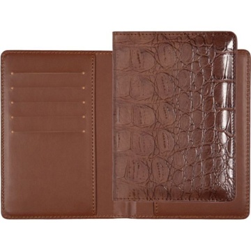 Обложка для паспорта кожзам Belcanto 5 отд.д/визиток, коричневая