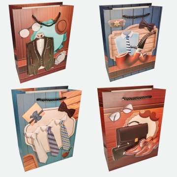 Пакет подар. бумажн. 18*24*8,5 см 210 гр/м2 Men, 4 дизайна