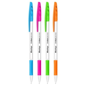 Ручка шариковая Berlingo "Tribase grip snow" синяя, 0,7мм, грип, ассорти (355450)