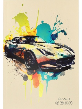 Скетчбук А4  20л., клеевой кор., 160гр/м2 "Авто в красках"