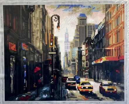Алмазная мозаика, 40х50см, на подрамнике. ДЕЛОВОЙ ГОРОД. Полная выкладка.