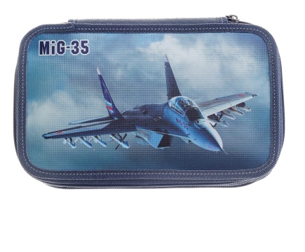 Пенал 3 отд. (205*125*55) молния, лам.картон "МИГ-35" с эффектом МЕТАЛЛ