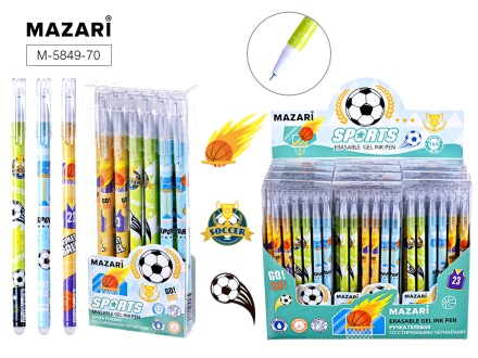 Ручка гелевая стираемая. "SPORTS". Игольч.наконечник, 0,38 мм. Синяя