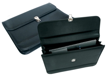 Папка деловая к/з А4 30мм 1 отделение Чёрная, 2 кармана, мет. замок