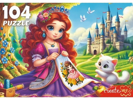 Пазлы  104 элемента  230*330мм   "Принцесса за вышиванием"