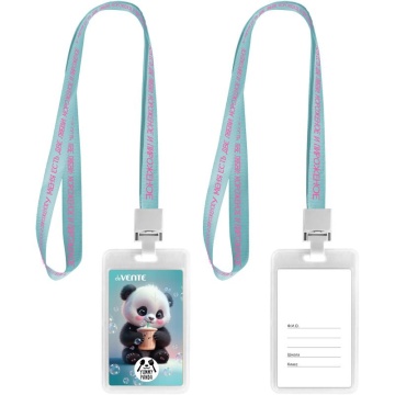 Бейдж 65x110 мм вертикальный Yummy Panda", ПВХ , цв. лента с принтом