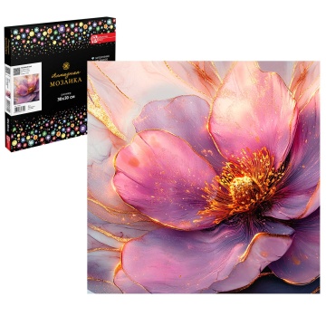 Мозаика алмазная по номерам на холсте 30*30см "Розовый мак" с подрамником (частичн.выкл.)