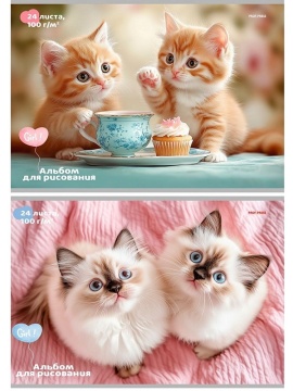 Альбом А4 24л скоба "Пара милых котят - 1" пл. 100гр/м