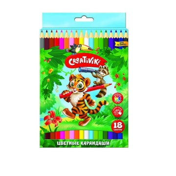 Карандаши 18цв шестигран корп, карт упак е.п CREATIVIKI