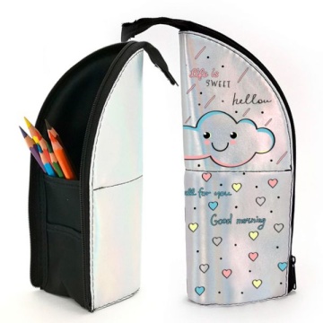 Пенал мягкий на молнии  кож.зам Облачко . Голография,210х85.ОНИКС