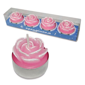 Набор свечей "Розочки" розовые 4шт/уп