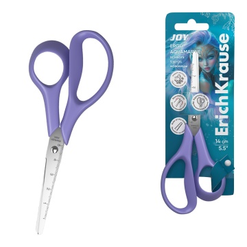 Ножницы ErichKrause JOY  Ergo Aquamarine, 14см, сиреневый (в блистере по 1 шт.)