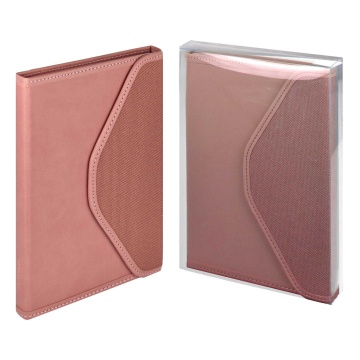 Ежедневник недат. А5+ 160л., кож.зам., тв.пер. "Лейкер Пике розовый" тиснен., ляссе, магнит