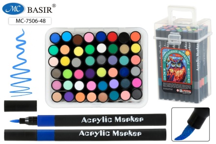 Набор маркеров акриловых 48цв. кистевидн. "Basir. Сова" 1-5мм