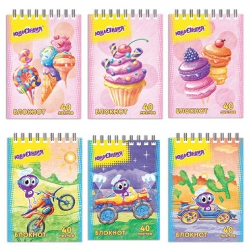 Блокнот  А7 , 40л, гребень, картон, клетка, ЮНЛАНДИЯ, .Сладости,