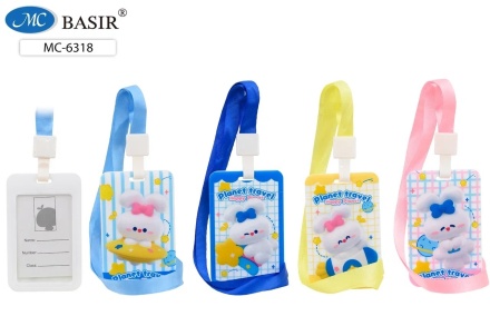 Бейдж 110*68 "Зайчик" вертикальный зажим лента с рисунком