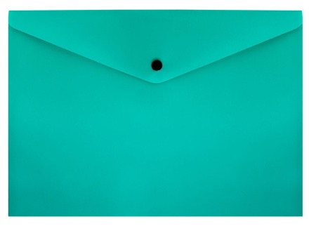 Конверт на кнопке А4 0,15мм однотонный, бирюзовый кнопка черная