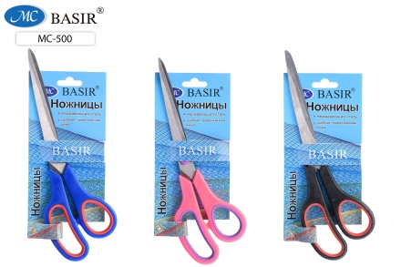 Ножницы. 24 см, лезвие 13 см. Пластиковые ручки, резиновые вставки