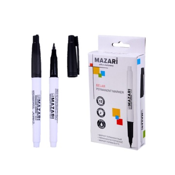 Маркер перманентный BELAR, ЧЕРНЫЙ, пулевидный наконечник, ширина линии письма 1.5мм, картонная упаковка