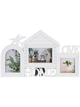 Фоторамка на 3 фото 10*15, 10*10см  "Тропический уют" белая