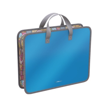 Папка А4 (333*268*90) с ручками, молния, пластик "Glossy Bubble Gum", арома, голубая