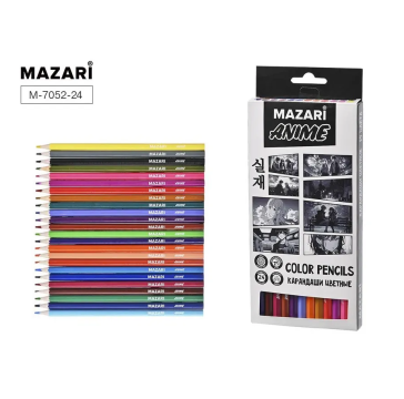 Карандаши цветные пластиковые ANIME, 24 цв., шестигранный корпус,d грифеля=2,6 мм, картонная упаковка с европодвесом