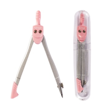 Циркуль Alingar, металлический, 82 мм, с грифелем, пластик. футляр, картонный стенд, голубой