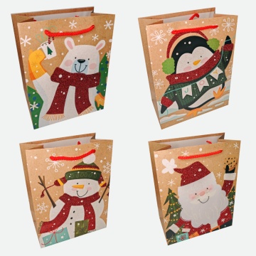 Пакет подар. бум. новогодн. 31*42*12 см 210 гр/м2 "Звери" микс дизайнов