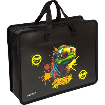 Папка А4 (335*260*100) с ручками, молния, пластик" Cool Lizard"