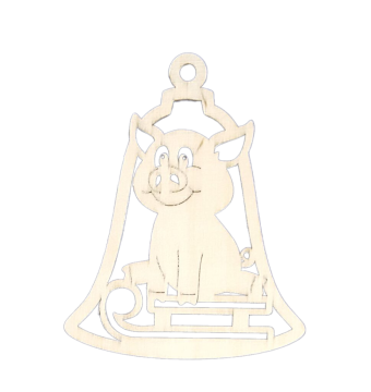 Заготовка деревянная Подвеска "Поросенок в колокольчике" 11см
