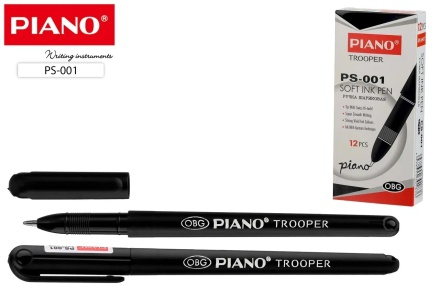 Ручка шариковая "Piano Trooper" чёрный пластик.корпус, Чёрная. Пиш.узел 0,7 мм.