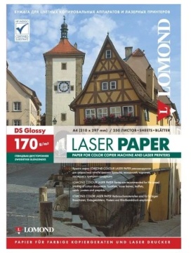 Фотобумага Glossy LOMOND А4 170г, 250л, глянцевая, двухсторонняя,  д/лазерной печати