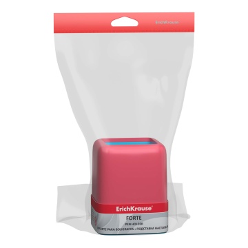 Подставка настольная пластиковая ErichKrause Forte, Bubble Gum, розовая с голубой вставкой