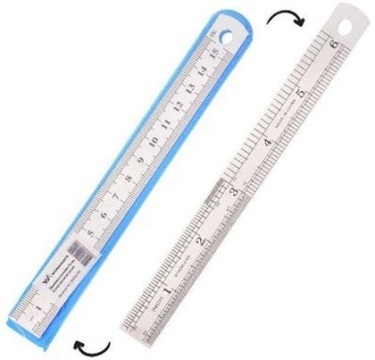 Линейка Workmate 15см, толщина 0,3 мм, в пластиковом чехле, стальная