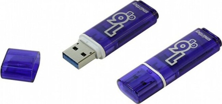 Флеш-драйв  16 GB USB 2.0 Smartbuy Glossy series Blue