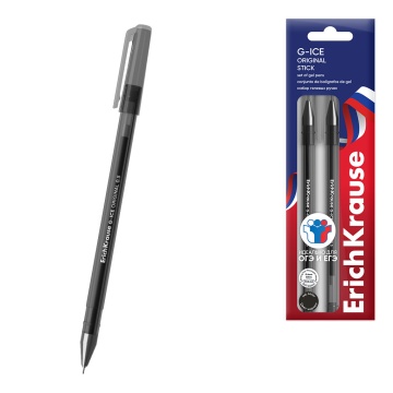 Набор из 3 ручек гелевых ErichKrause G-Ice Stick Original 0.5, для ОГЭ/ЕГЭ, цвет чернил черный (в па