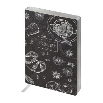 Ежедневник недат. А5 128л., мягк.обл., иск.кожа "Caffe nero" ляссе