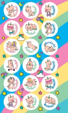 Наклейки-оценки 9*15см "Кот-единорог"