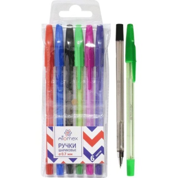 Ручки шариковые. Набор Attomex 6 цв., 0,7мм