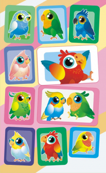 Наклейки детские 16*9см "Попугаи" с блёстками